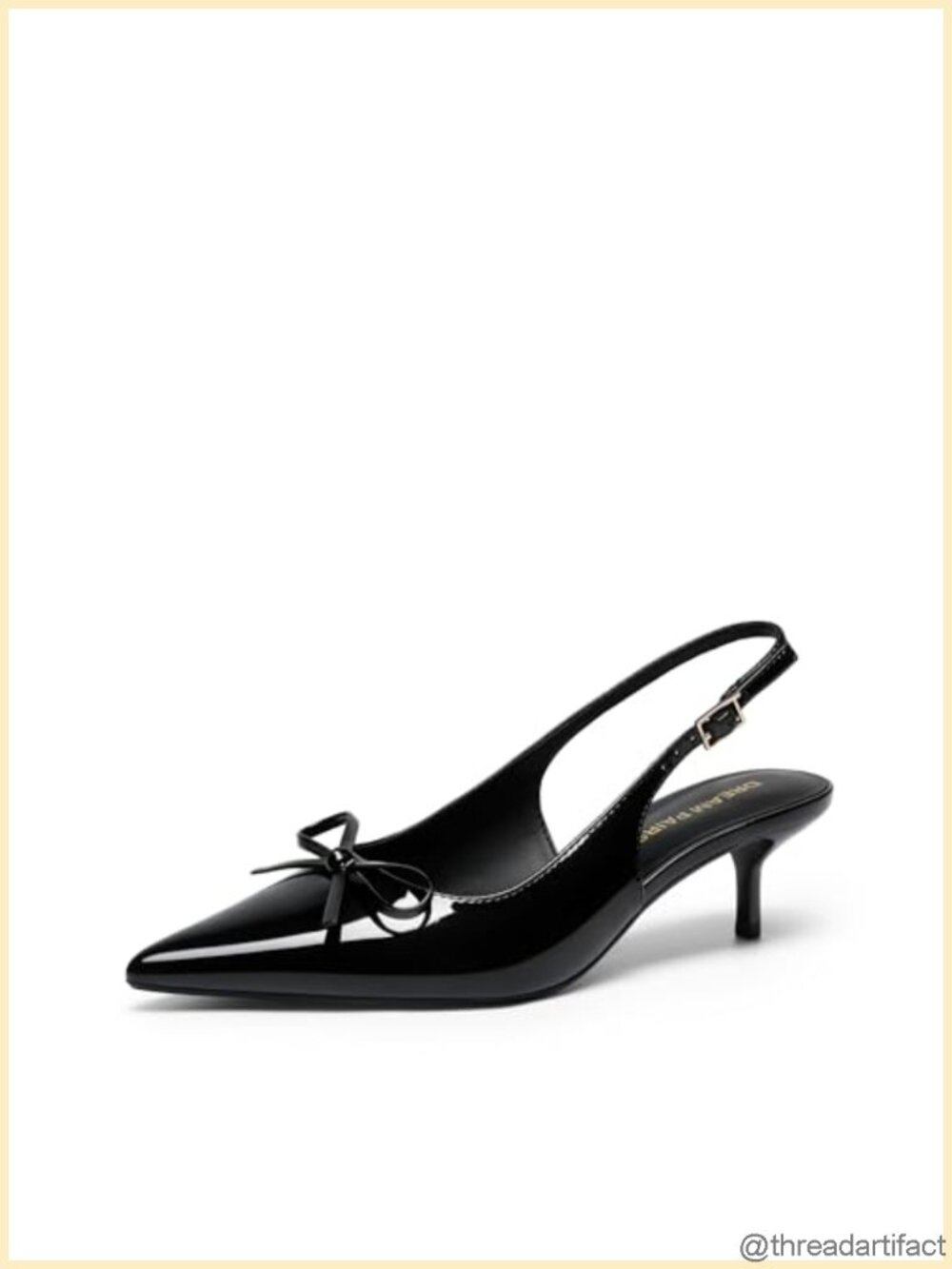 Women's Pointed Toe Slingback Kitten Heel Pumps Faux Leather